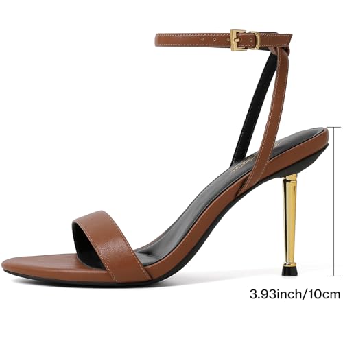 Heels for Women Strappy Lace Up Ankle Strap Heels Pointed Open Toe Stiletto High Heeled Sandals for Prom, Party, Daily