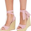 Womens Lace up Espadrilles Platform Wedges Sandals Heels Tie Ankle Strap Summer Dress Shoes