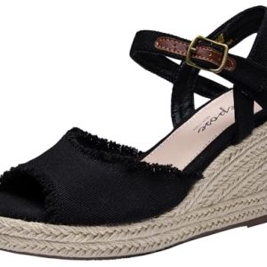 Women's 880 Wedge Sandals Peep Toe, 3.3" Inch High Heel Platform Espadrilles Sandals with Ankle Buckle