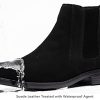 Men Chelsea Slip On Suede Boots Lightweight Leather Casual Dress Ankle Shoes