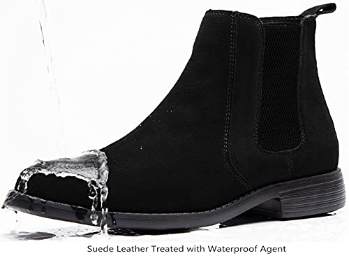 Men Chelsea Slip On Suede Boots Lightweight Leather Casual Dress Ankle Shoes