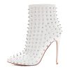 Women's Rhinestone Ankle Boots with Rivets Closed Pointed Toe Stilettos Autumn Warm Dress Booties
