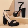 Platform Heels for Women 4 Inches Chunky Heels Sandals for Women Comfy Open Toe Block Heeled Sandals Nude White Silver Gold