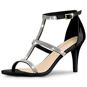 Women's Rhinestone Ankle Strap Stiletto High Heel Sandals