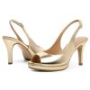Women's Peep Toe Platform Slingback Heels 3.5 Inch High Heel Dress Shoes