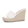 Womens Platform Wedge Sandals Espadrilles Braided Open Toe Slip On Summer Mule High Heels