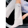 41HHrI6HLL.jpg Fold Over Wedge Boots Heeled PadLock Pant Knee High Shoes Tall/Short Booties in Black