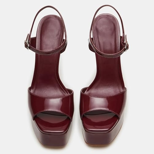 Stiletto High Platform Heels for Women Square Open Toe Ankle Strap Heeled Sandals Prom Dress Shoes