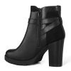 Women's Ankle Boots Chunky Stacked Heel Zipper Booties - Available in Wide Sizes