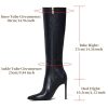 4 inch Women's Knee High Long Boots, Stiletto Tall Pointed Toe Heeled Boot Leather Suede Comfortable Sexy