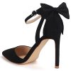 Women's Closed Toe Heels Bow Stiletto Heel Sandals Pointed Toe Pumps Wedding Shoes