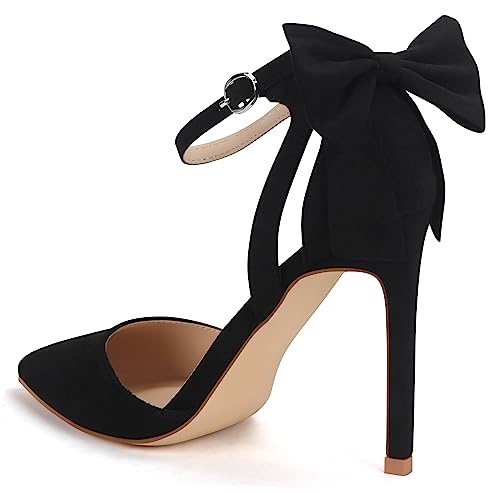 Women's Closed Toe Heels Bow Stiletto Heel Sandals Pointed Toe Pumps Wedding Shoes