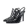 Women's Pointed Toe Stiletto 4.3IN High Heel Sandals Hollow Ankle Strap Dress Nightclub Party Fashion Shoes