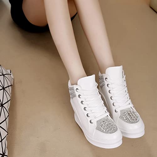 Womens Fashion Platform Shoes Hidden Wedge Heel High Top Sneakers for Women Platform Boots Working Shoes Women