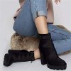 Women's Fashion Platform Block High Heel Booties Buckle Strap Zipper Ankle Boots