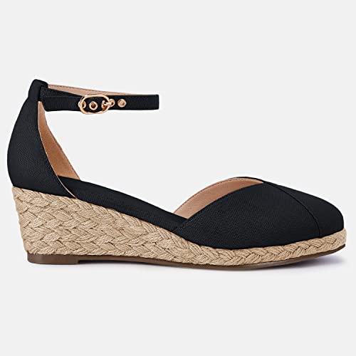 Womens Espadrilles Sandals Closed Toe Platform Ankle Strap Casual Summer Wedges