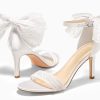 Womens High Heels Sandals Lace Bow Tie Back Open Toe Ankle Strap Sexy Stiletto Wedding Party Dress Shoes
