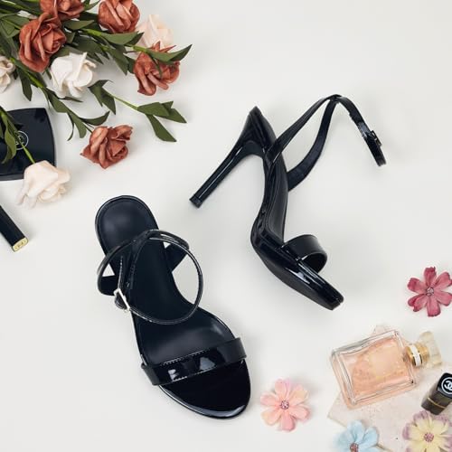 Women's High Heels Strappy Sandals with Round Open Toe Sexy Comfortable Ankle Strap Stiletto Wedding Prom Party Homecoming Dance