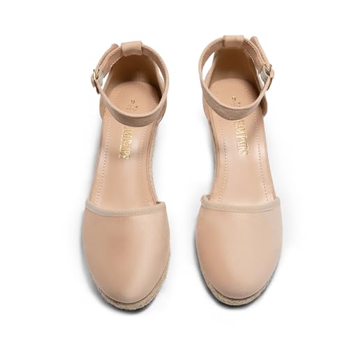 Women's Espadrilles Closed Toe Ankle Strap Dressy Platform Wedge Sandals