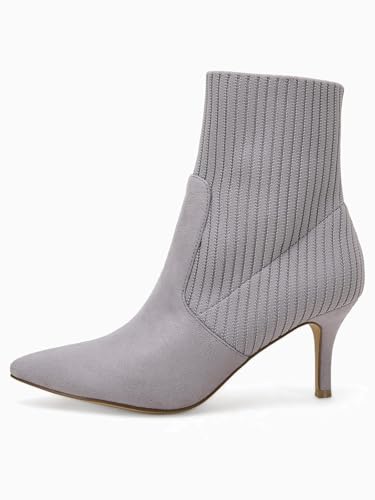 Women's Pointed Toe Ankle Boots Stiletto Kitten Heel Knit Faux Suede Winter Sock Booties
