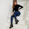 Women's Chunky Platform High Heel Boots Lace Up Gothic Ankle Booties Block Heel Buckle Punk Shoes