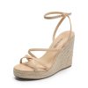 Strappy Espadrille Platform Wedge Sandals for Women Dressy Summer, Comfortable Open Toe Sandals with Cushioned Insole and Ankle
