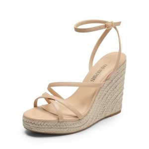 Strappy Espadrille Platform Wedge Sandals for Women Dressy Summer, Comfortable Open Toe Sandals with Cushioned Insole and Ankle