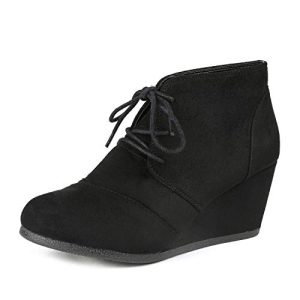 Women's Wedge Boots Casual Fashion Lace Up Low Heel Ankle Booties Shoes