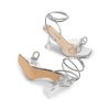 Stiletto Bow Heels for Women Strappy Sparkly Rhinestone Square Toe Clear Crystal High Sandals for Party Wedding