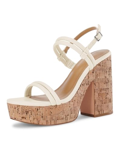 Womens Cork Wedge Sandals Heels Open Toe High Heel Platform Slingback Ankle Strap Buckle Summer Dressy Shoes