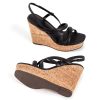 Women Platform Wedge Sandals Cork Slingback Wedges Espadrilles Heels Summer Shoes