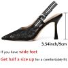 Women Slingback High Kitten Heel Shoes Closed Pointed Toe Dress Pumps Slip on Patent Leather Comfort Stiletto Heels Braided