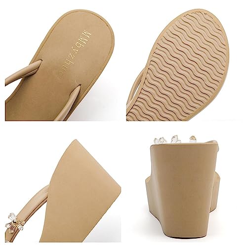 Womens Platform Flip Flops Wedges Sandals for Women wedge flip flops Flats Summer Comfort Thong Sandals Wedge Heels for Women