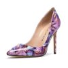 Womens High Heels Pointed-Toe Slip-on Stilettos Pumps 4Inch Heel Shoes