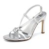 Strappy Heeled Sandals for Women - Open Toe Ankle Strap Stiletto High Heels, Round Toe Sexy Cross Strap Adjustable Buckle Thin