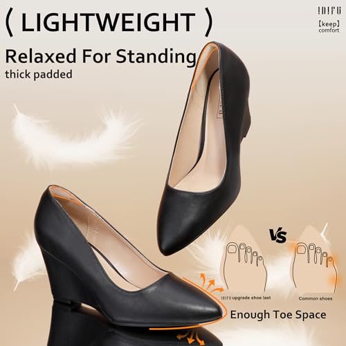IN3 Wedges for Women Closed Toe Pumps Low Heel Pointed Toe Work Wedding Bridal Office Formal Business Dress Casual Dressy