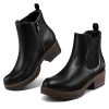 Women's Chelsea Ankle Boots Side Zipper Chunky Block Low Heel Booties Lug Sole Short Boots