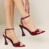 Womens Heeled Sandals Ankle Strap Pointed Toe Sandals Summer Dress Party Shoes