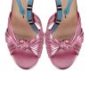 Women's Peep Toe Sandals Open-back Ankle Strap High Heels Cute Knotted Stiletto Summer Shoes