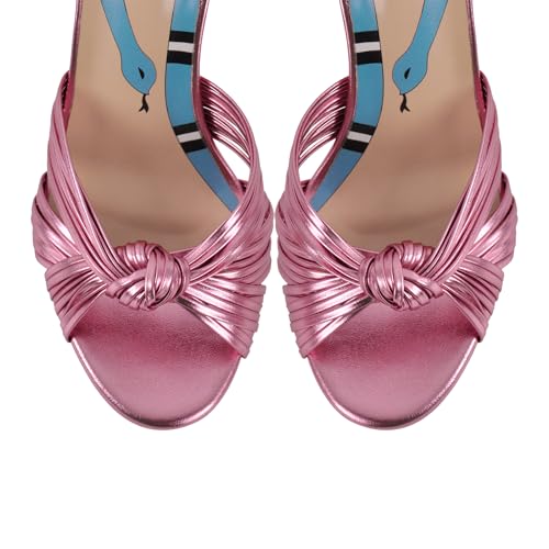 Women's Peep Toe Sandals Open-back Ankle Strap High Heels Cute Knotted Stiletto Summer Shoes