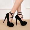 Women's Ankle Strap Platform Party Closed Toe Dress High Heels Pumps