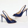 Peep Toe High Heels for Women Slingback V Peep Toe Women's Pumps Patent Leather Stiletto Heels Sling Back Thin Heels Bride Party