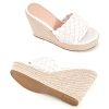 Womens Platform Wedge Sandals Espadrilles Braided Open Toe Slip On Summer Mule High Heels