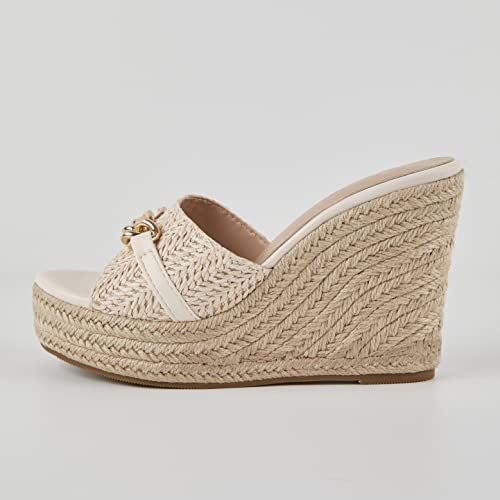 Women's Wedge Sandals Platform Espadrille Heel Chain Slip On Casual Summer Slides