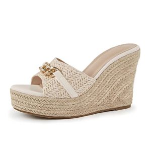 Women's Wedge Sandals Platform Espadrille Heel Chain Slip On Casual Summer Slides