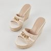 Women's Wedge Sandals Platform Espadrille Heel Chain Slip On Casual Summer Slides