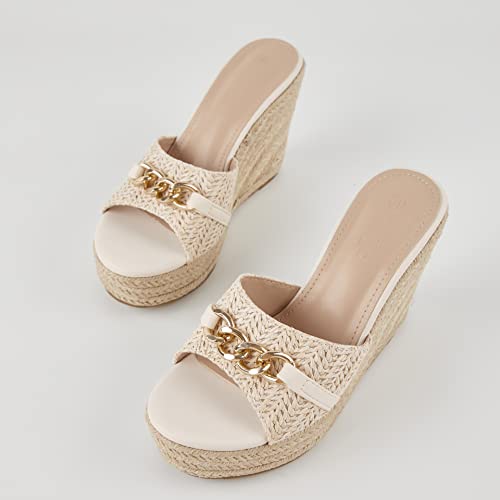 Women's Wedge Sandals Platform Espadrille Heel Chain Slip On Casual Summer Slides