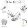 Strappy Heeled Sandals for Women - Open Toe Ankle Strap Stiletto High Heels, Round Toe Sexy Cross Strap Adjustable Buckle Thin