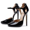 Unisex Men's Women's Round Toe High Heels Stiletto Patent Leather Heels Ankle Strap Pumps Dress Party Shoes