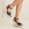 Espadrille Wedge Sandals for Women, Women's Platform Wedge Heels, High Heel Summer Wedges for Women with Breathable Knitted
